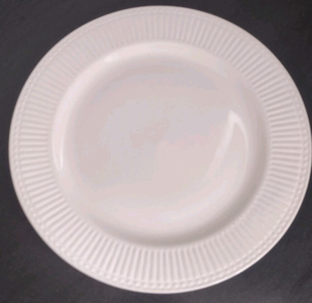 Royal Limited White 11" Dinner Plates Ribbed Embossed Dots Fluted Traditional